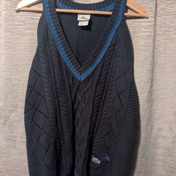 Vintage Lacoste golf sport chunky knit sweater vest - Picture 1 of 4